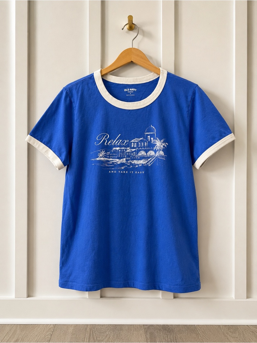 Old Navy Royal Blue Ringer Tee with White Trim